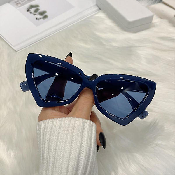 Nya Fashion Cat Eye Solglasögon Vuxen Lyx Varumärke Designer Solglasögon för Vuxen Resande Solskydd Glasse y2k Gafas De Sol（blå）