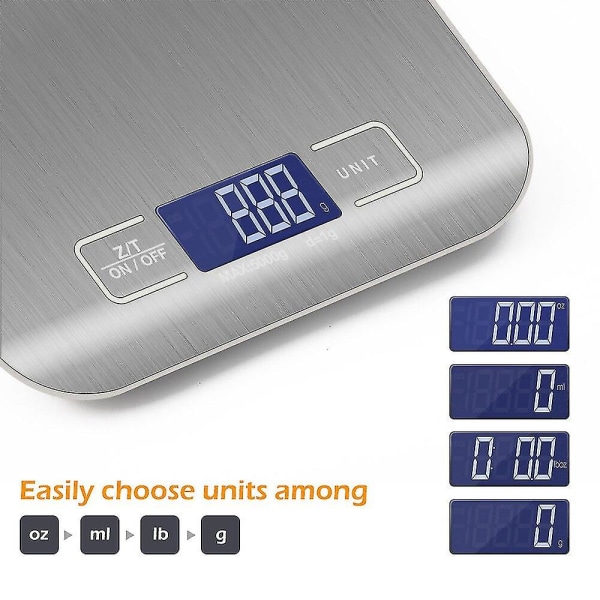 10/5 kg køkkenvægt med LCD-skærm præcisions elektronisk vægt (5 kg x 1 g)