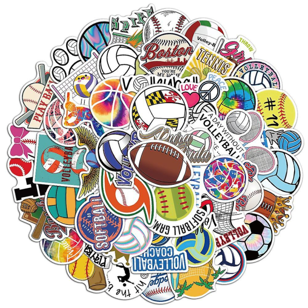 50 Ball Sports Collection Stickers Personlig dekoration