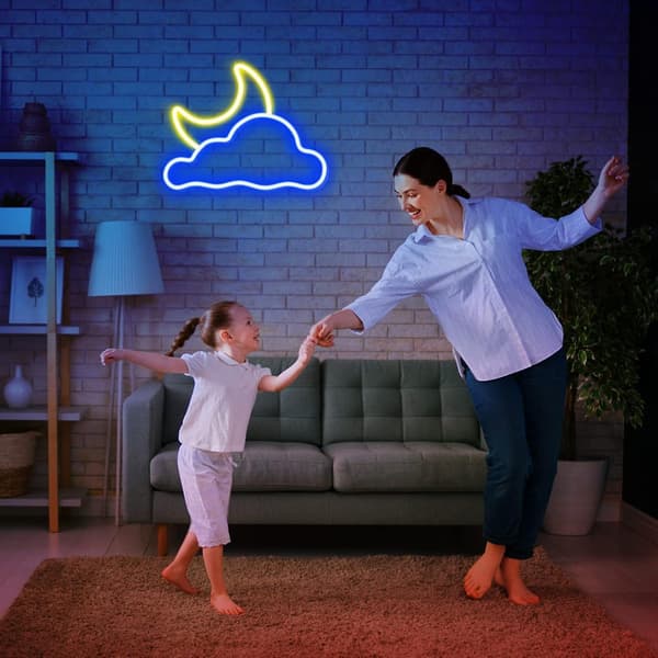 Neon Skylt Moln Och Måne För Väggdekor USB-driven LED Neon Skyltar För Sovrum Barnrum Bröllopsfest Dekoration, Justerbar Ljusstyrka - Varmvit