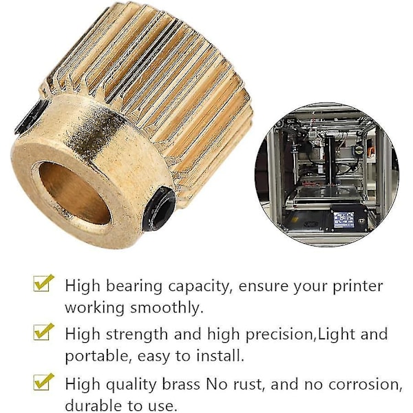 10 st delar mässing extruderhjul 26 tänder mässinghjul för Cr-10.cr-10s,ender 3 extruder,ender 3 Pro,mk7 Mk8(26 tänder)
