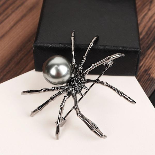 Spindelbrosch Häxans Smycken Halloween Brosch Tillbehör (Mörk Silver), Metall