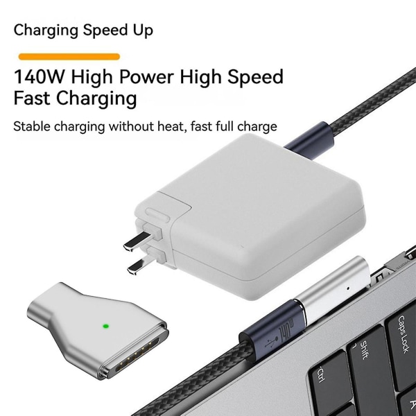 Magnetisk strömadapter för Macbook Pro Air, magnetisk laddningsadapter av typ C, typ C 140w Pd snabbladdningsadapter för Macbook Pr - Snngv