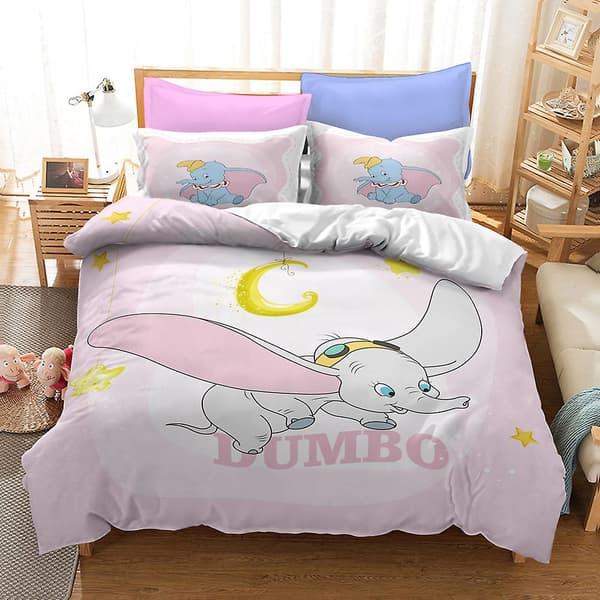 3D Digitaltryck Dumbo Barn Hemtextil Sängkläder Tredelad Set XFX9 180*200cm -ZHENV（180*200cm）