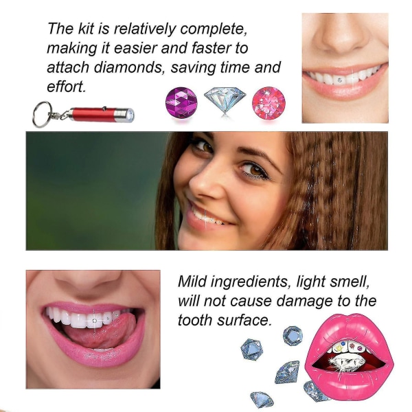Tand Gem Kit, DIY Tand Smycken Kit Avtagbara tandprydnader Konstgjorda moderiktiga kristaller för reflekterande tanddekorationer