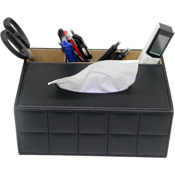 Rektangulär Servettbox, modern Servettförvaringslåda, multifunktionell Tabletthållare med 3 fack Lämplig för kontor/hem/hotell