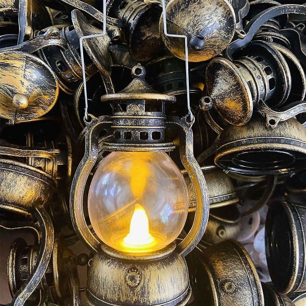 12 stk Mini-lanterne Dekorativ Med Led-stearinlys Vintage-lanterne hengende stearinlyslykter Batteridrift