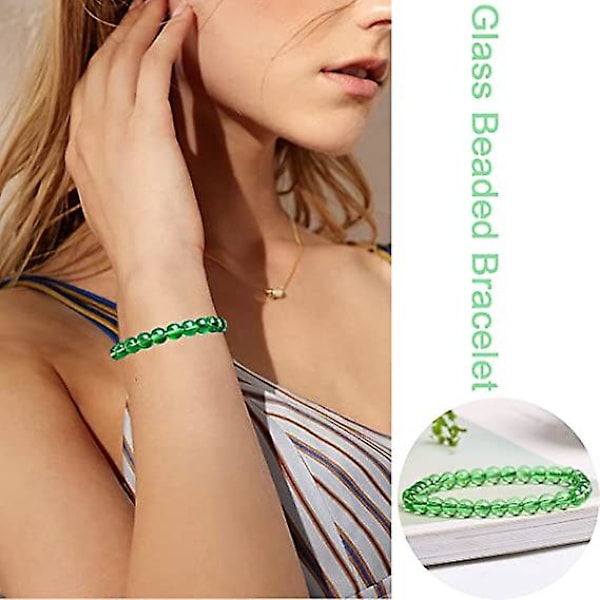 WABJTAM 10 st 8 mm pärlstretch armband handgjord rund glasarmband för kvinnor flicka flerfärgade matta pärlor elastiskt armband glänsande pärlor handledsband