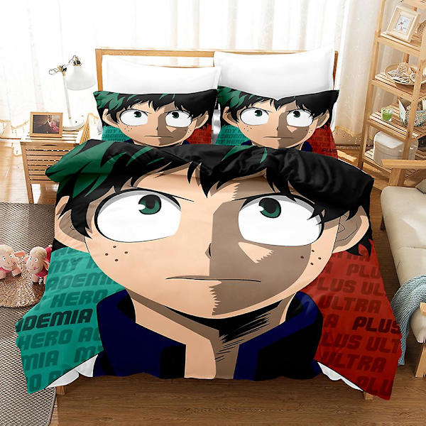 3D Digitaltryck Cartoon My Hero Academia Quilt Cover Pillowcase Sängkläder Tredelad Set YXX21 180*200cm -ZHENV（180*200cm）