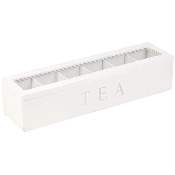 Trälåda för te | Tebox i svart | Tekista med 6 fack