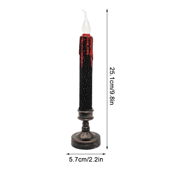 Romantisk LED-kristalljus med pulveriserad tårform, lång LED-ljusstake, Halloween-festivaldekoration, kall flamma, elektroniskt ljus