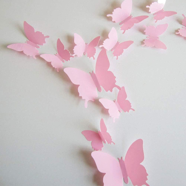 3d Butterfly Fjernstickbare Veggklistremer Veggklistremer Dekal For Hjem Og Romdekorasjon (rosa)