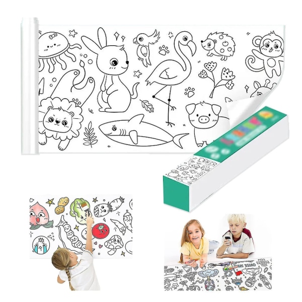 Ny varm DIY tegnerull for barn, fargepapirrull for barn tegnepapirrull DIY maleri tegnepapir（blått）