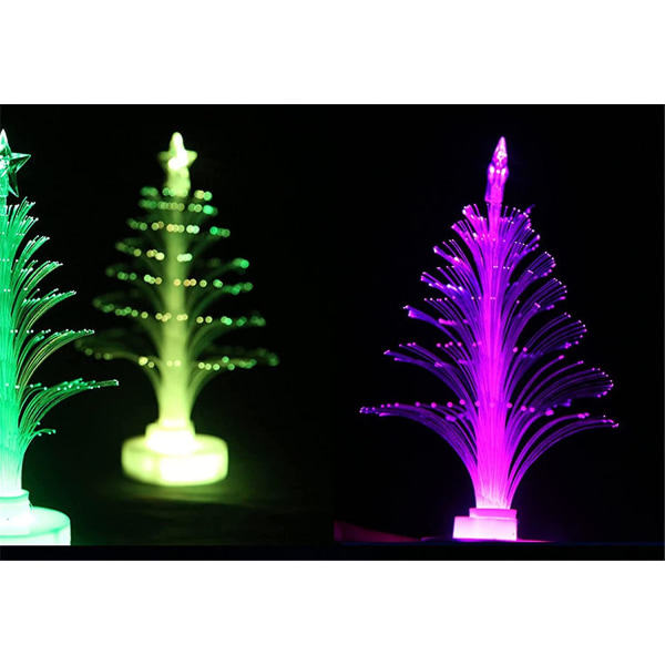 GHYT LED fargeskiftende mini juletre - mini LED juletre nattlys med stjernedekorasjon - fargerikt glitter juletre natt Li