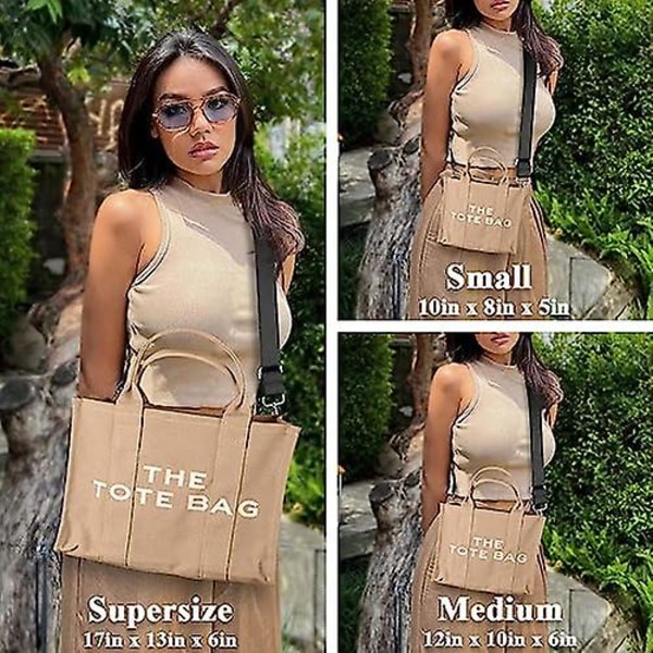Minithe Tote Bag för Kvinnor Crossbody Canvas Tote Bag Resväska Handväska Dragkedja Canvas Tote Bag
