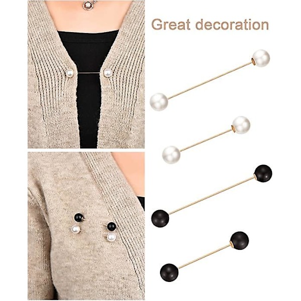 WABJTAM 4-delt sæt med sweater-sjal-clips, inklusive dobbelte broche-nåle med kunstige perler og krystal-sjal-clips til kvinder og pigers kostumetilbehør