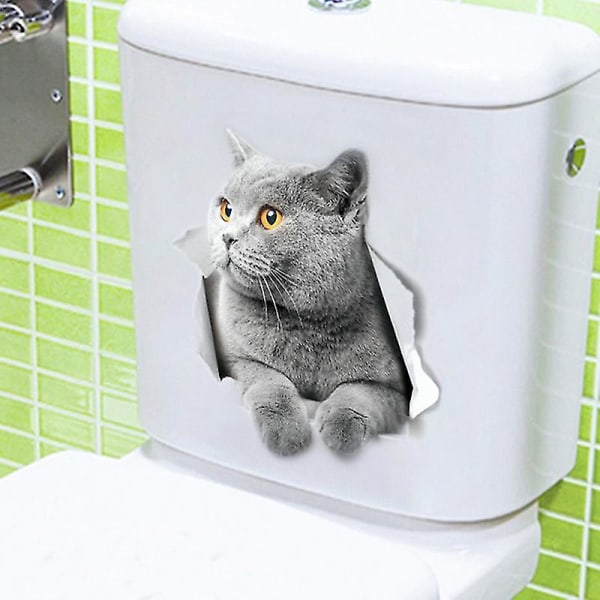Britisk korthår katt veggdekor Britisk korthår katt toalett klistremerke 3d katt bil vindu og støtfanger klistremerke 2 stk