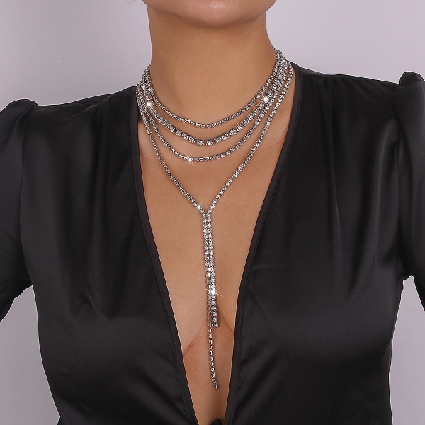 Bröllop Brud Bakgrund Halsband Kristall Bak Halsband Smycken Silvery