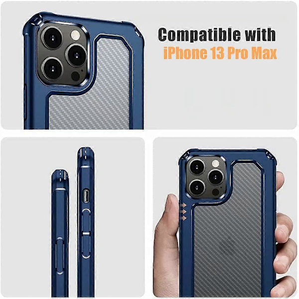 Designad för iPhone 13 Pro Max, Militärt Fallskydd Transparent Matt Skal Passar för iPhone 13 Pro Max 6,7 Tum, Gudian-serie, Blå