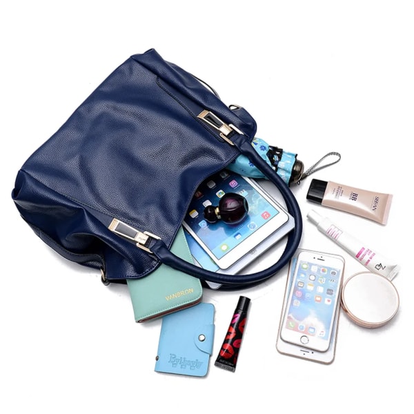 Damhandväska Messenger Bag, Damstora Kapacitet Mjuk Konstläder Axelväska Cross-Body Väskor(Vit)