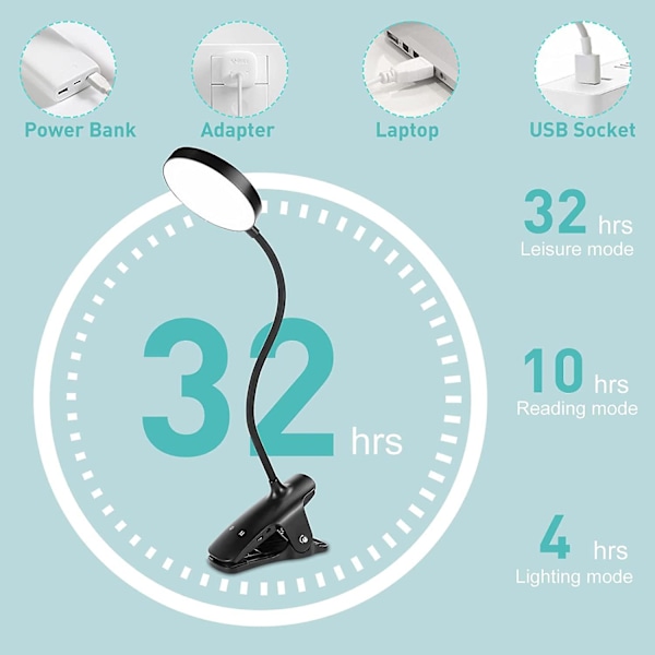 Trådlös LED-bordlampa, 5-färg och 5-dimmbar beröringskänslig sänglampa 360 flexibel hals LED-lampa, sängläslampa