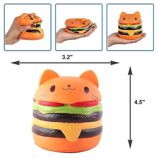 Jättehamburgare katt långsamt stigande leksak, Squishies
