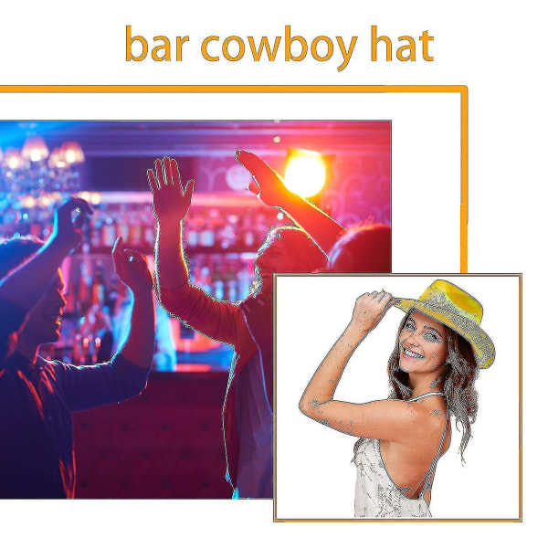 Space Cowboy Hat Puku Cap Wedding Bar Party Glitter Cowgirl Hat Luova Metallinen Space Cowboy Hattu Monivärinen Valinnainen (keltainen)