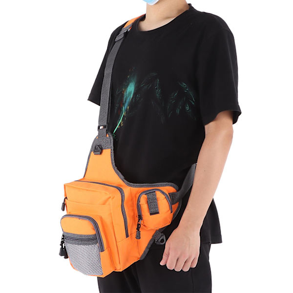 2024 Polyester Multifunktionell Fiskeutrustning Crossbody Väska med Justerbara Axelremmar (Orange)