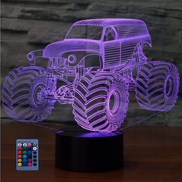 3D Traktor Bil Nattlampa Illusion Lampa 7/16 Färgskiftande LED Lampa USB-driven Touch Switch Fjärrkontroll Leksaker Present Dekor Dekorationer Jul