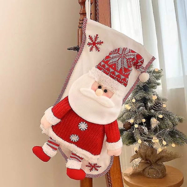 Julestrømpe, 1 stk. julegavepose, store julestrømper med julemand Snemand A, julestrømpe hængende til pynt Pejsetræ