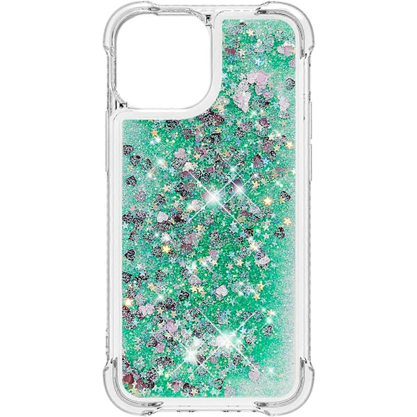 iPhone 13 Pro Max Skal, Glittrande Glimmer Flytande Vätska Transparent Mjuk TPU Silikon Skyddande Stötskydd, Grön
