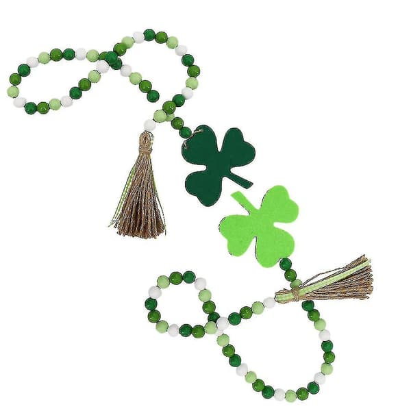 2 st. Patrick's Day-prydnader av träpärlor med tofsar, boho-inredning