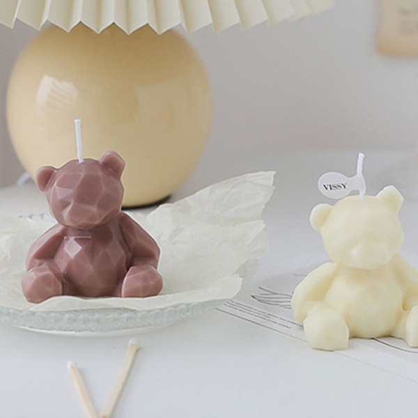 Mini Bear Candle Wax Doftljus Söt Aromaterapi Ornament Present till Hemmakontoret Baby Shower Bröllopsfest dekoration（Blå）