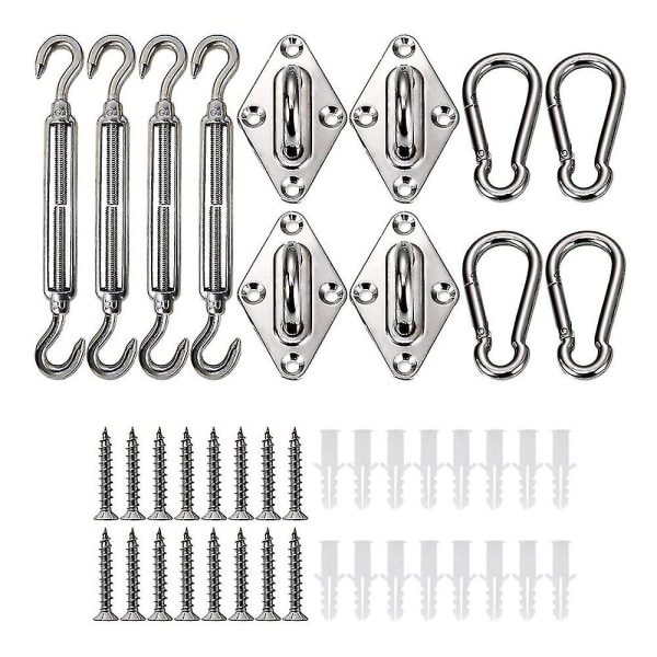 Solsejl Hardware Kit, Heavy Duty Rustfrit Hardware i Rustfrit Stål