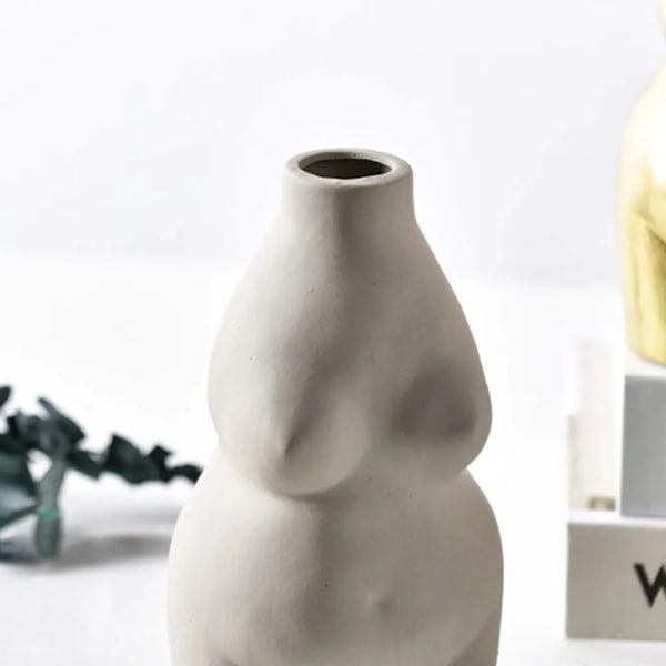 Kvinnlig kropp vas konst design, keramisk blomkruka staty, för dekoration