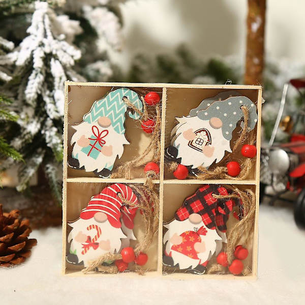 Set med 2 juldekorationer, träjulhängen, julgransdekorationer Jultomte Snögubbe Rensa Hängande för julgran
