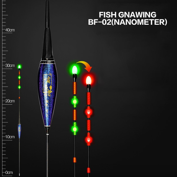 Hehkuvat Bobbers-kalastuskellukkeet Nanometri Materiaali Valoisa silmiinpistävä kelluke crappie monni Trout Panfish (BF-02)