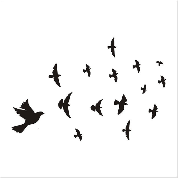Flock of Birds Veggdekalsett avtagbart klistremerke veggdekor kunst veggmaleri natur,1 sett-svart57cm x 30cm