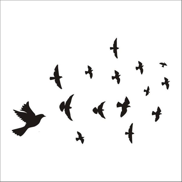 Flock of Birds Wall Decal Set removable sticker wall decor art mural nature,1set-black57cm x 30cm