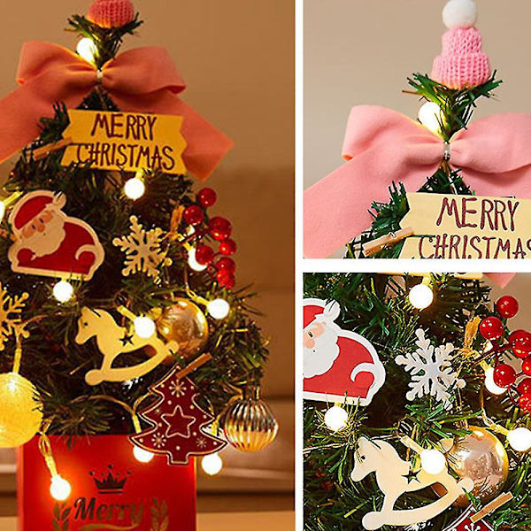 Smyckningsgran för skrivbord, Mini julgran, Juldekoration för bord, skrivbord och bänkar, Present (E)