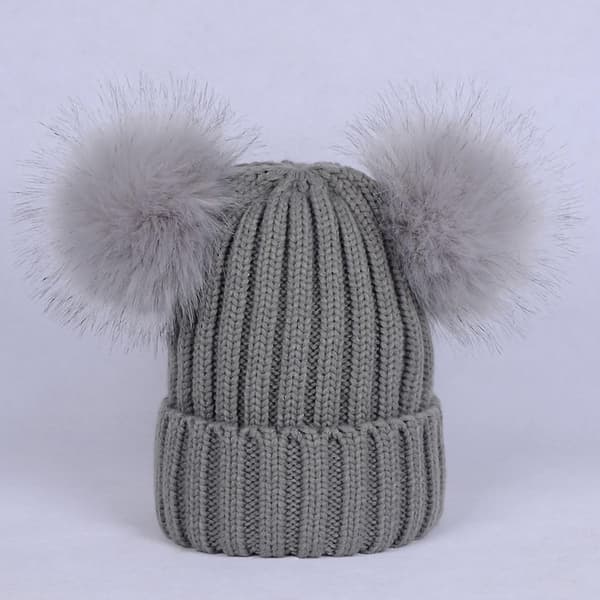 Damhatt Solid Färg Plysch Bollar Höst Vinter Fluffiga Pompoms Hatt Hatt För Utomhus (M, grå)