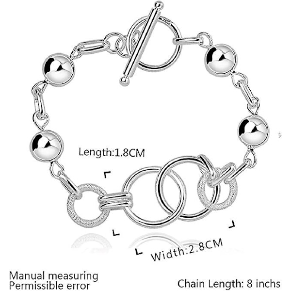 Wabjtam Fashion 925 Sterling Silver Jewelry Round Chain Fashion Ladies Bracelet Bracelet