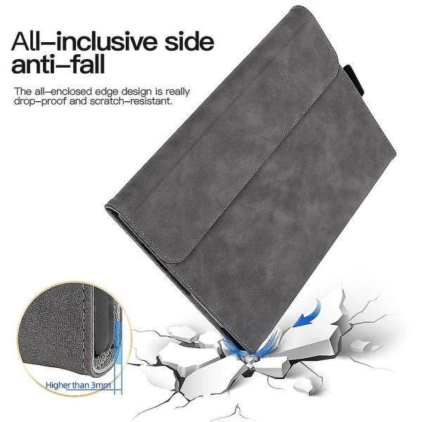 För Microsoft Surface Pro 9 Pu läder case Justerbart stativ Anti-drop cover（svart）
