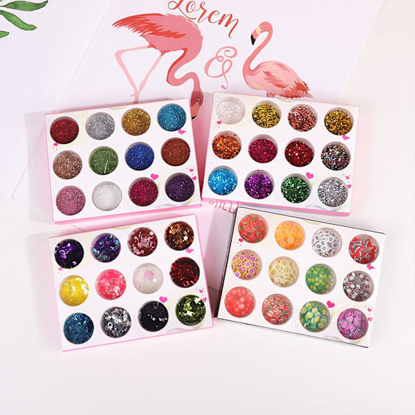 12 Färgade Nagelglitter Sekvenser Manikyr Dekal Holografisk Nagelkonst (Liten Hexagon)