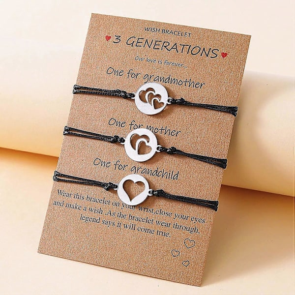 Mamma och Dotter Armband för 2,3, för Mamma, Mamma och Mig Matchande Hjärtönskningsarmband Set Kvinnor Flickor - -
