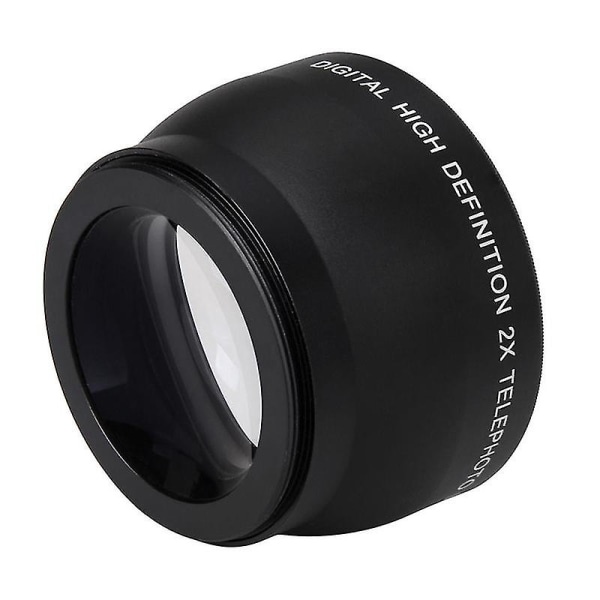 52 mm 2X forstørrelse teleobjektiv til Nikon AF-S 18-55 mm 55-200 mm objektivkamera（sort）
