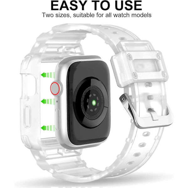 Robust armband med fodral kompatibelt med Apple Watch 45mm 44mm, Fullt skyddande stötfångare och armband för iWatch SE Serie 7 6 5 4