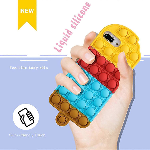 Regnbågs-Popsicle-fodral för iPhone 6 Plus/6S Plus/7 Plus/8 Plus Cartoon Rolig Kawaii Silikonfodral Fidget Unik Design Estetisk för Flickor Pojkar Barn C