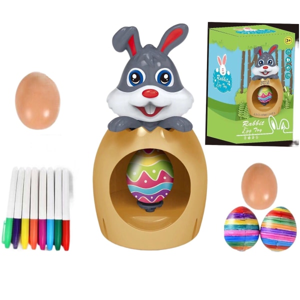 Påskegaver til barn, dekorasjonssett for påskeegg, DIY Egg Coloring Spinner med 8 fargerike merker og 6 hvite egg, feriedekorasjoner