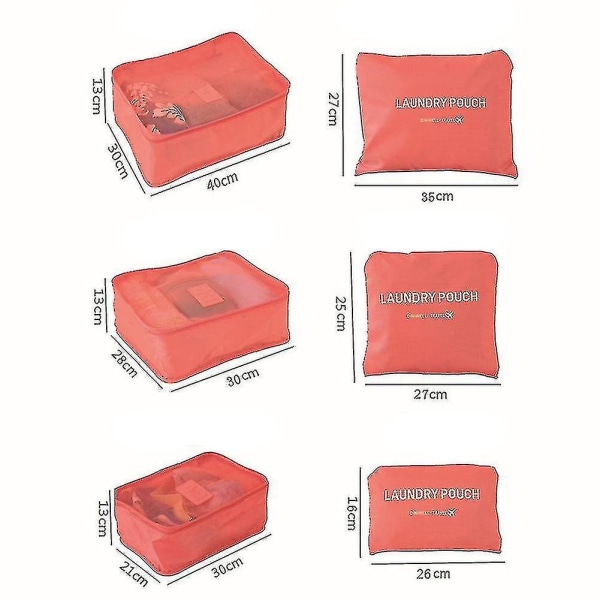 6 kpl / set Säilytyslaukku Travel Vedenpitävä Vaatteiden Lajittelupussi Pakkaus Cube Matkalaukkujen organizer Monivärinen valinnainen (sininen)